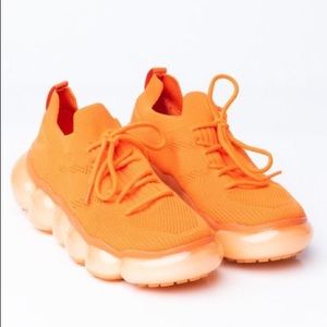 Azalea Wang Orange Sock Trainer Retro Fashion Sneaker